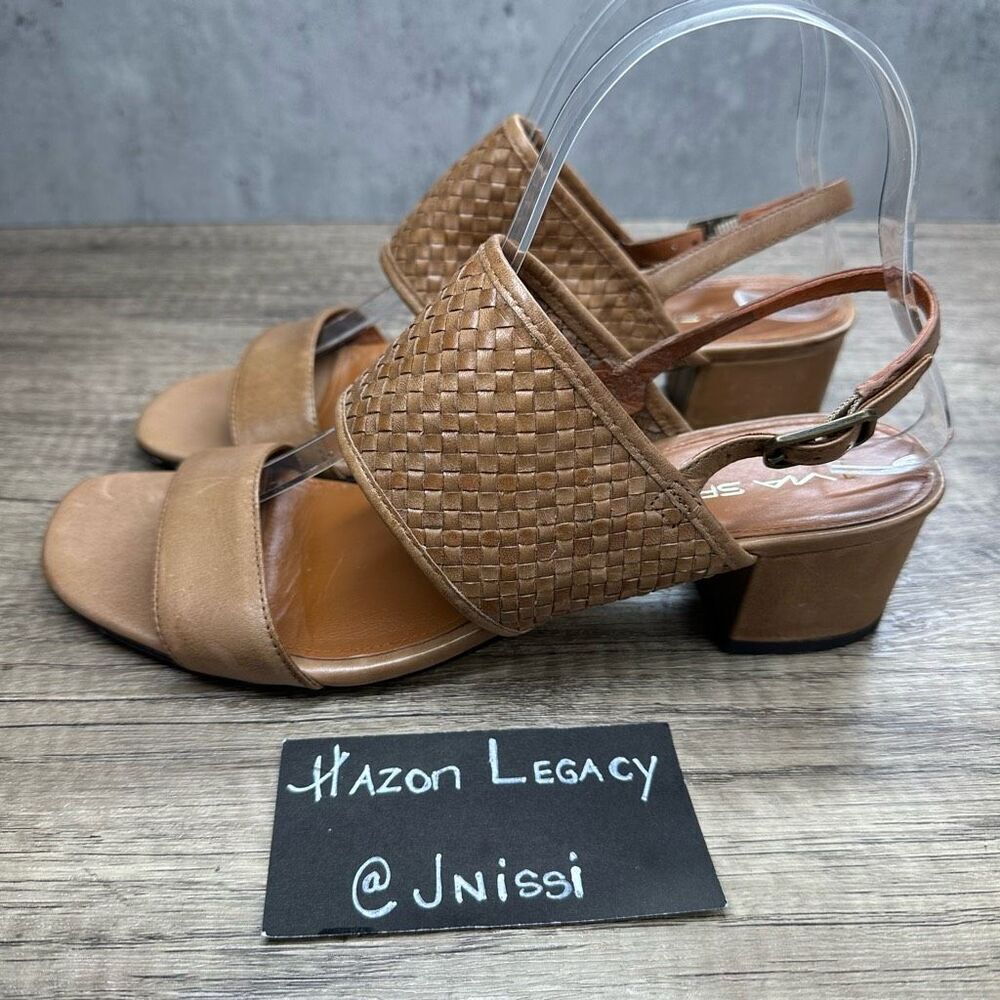 Via Spiga~Women’s~Tan Leather Slingback Sandals, Size 7.5M